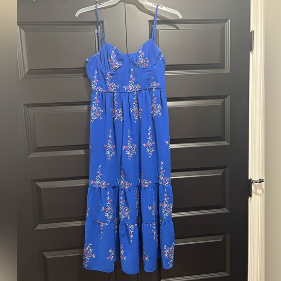 Betsey Johnson Floral Sweetheart Bustier Tiered Midi Dress - Picture 3 of 8